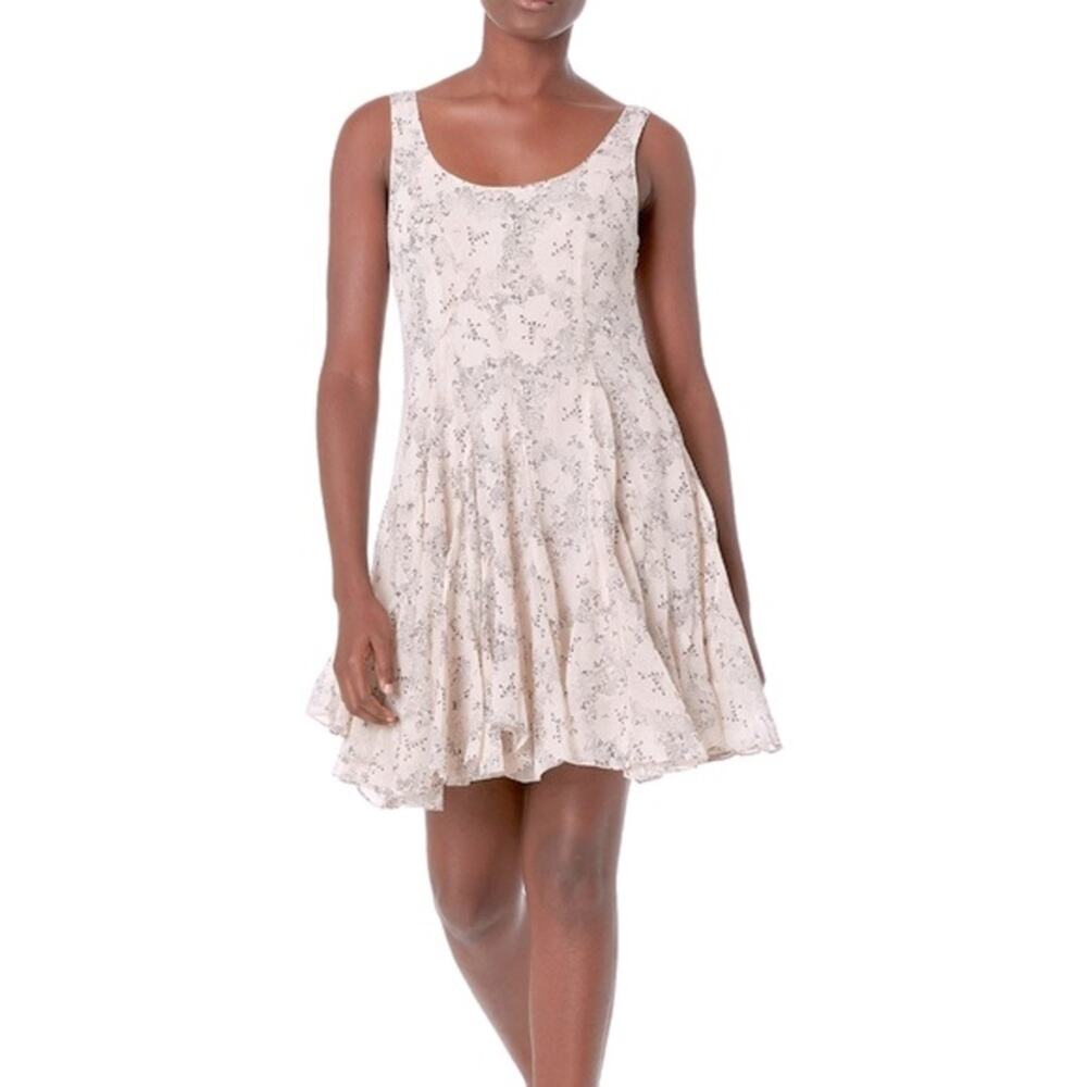 Rebecca Taylor Floral Print Godet Mini Dress Silk Blend NWOT Size 10